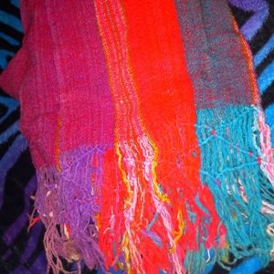 LAST CHANCE SALE ONLY $8 Multi Color Plaid Scarf/Wrap w/Frayed Edges